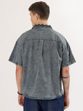 Men's half denim shirt