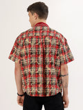 Men's red check mickey shirt