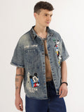 Men's half denim shirt