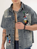 Men's half denim shirt