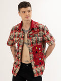 Men's red check mickey shirt