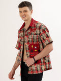 Men's red check mickey shirt