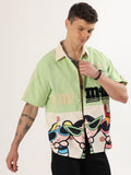 Men's light green printed shirt