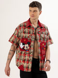 Men's red check mickey shirt