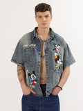 Men's half denim shirt