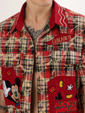 Men's red check mickey shirt