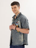 Men's half denim shirt