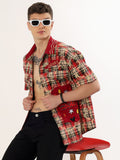 Men's red check mickey shirt