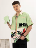 Men's light green printed shirt