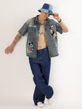 Men's half denim shirt