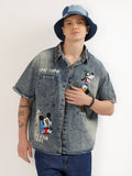 Men's half denim shirt