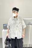 Abstract Stripe Overshirt – White Wave Edition