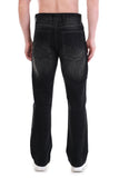 Black Wash Distressed Straight-Fit Jeans