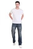 Vintage Blue Wash Distressed Jeans – Straight Fit