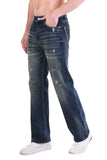 Vintage Blue Wash Distressed Jeans – Straight Fit