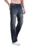 Vintage Blue Wash Distressed Jeans – Straight Fit