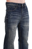 Vintage Blue Wash Distressed Jeans – Straight Fit