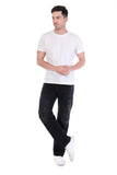 Black Ash Distressed Straight-Fit Jeans