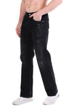 Black Ash Distressed Straight-Fit Jeans