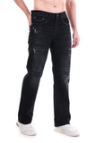Black Ash Distressed Straight-Fit Jeans
