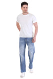 Light Blue Vintage Wash Straight-Leg Distressed Jeans