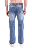 Light Blue Vintage Wash Straight-Leg Distressed Jeans