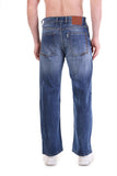 Mid Indigo Textured Wash Relaxed Fit Distressed Jeans