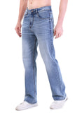 Sky Blue Stone Wash Relaxed Fit Straight Jeans