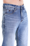 Sky Blue Stone Wash Relaxed Fit Straight Jeans