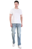 Men’s Mid-Wash Textured Straight Fit Jeans