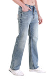 Men’s Mid-Wash Textured Straight Fit Jeans