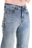 Men’s Mid-Wash Textured Straight Fit Jeans