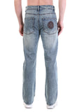 Men’s Mid-Wash Textured Straight Fit Jeans