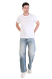 Men’s Light Wash Relaxed Wide-Leg Jeans