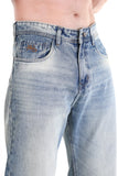 Men’s Light Wash Relaxed Wide-Leg Jeans