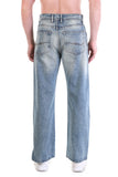 Men’s Light Wash Relaxed Wide-Leg Jeans