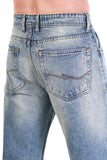 Men’s Light Wash Relaxed Wide-Leg Jeans