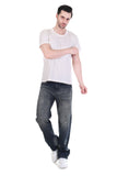 Distressed Dark Straight Jeans