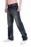 Distressed Dark Straight Jeans