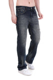 Distressed Dark Straight Jeans