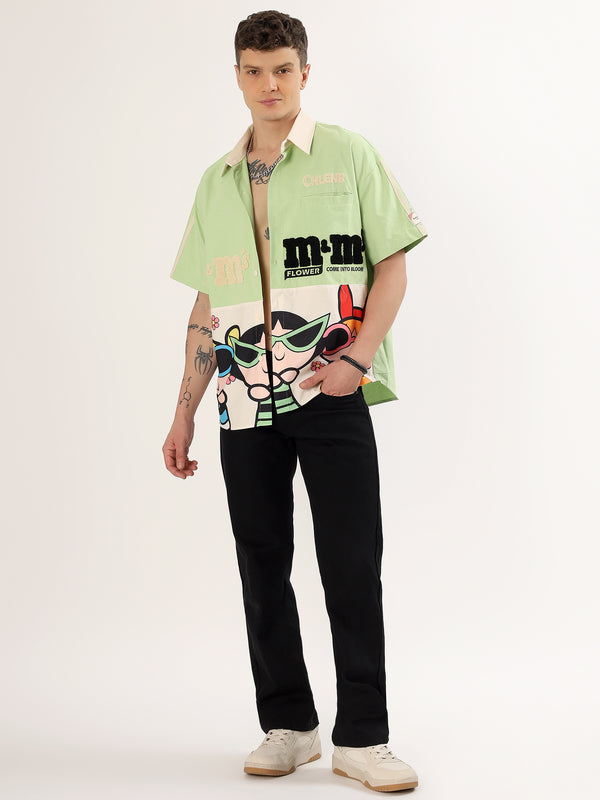 Men's light green printed shirt