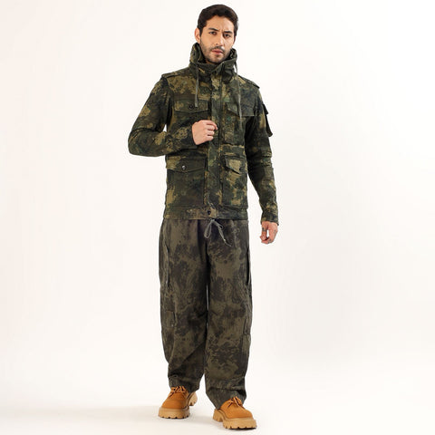 Green printed men's army Jacket