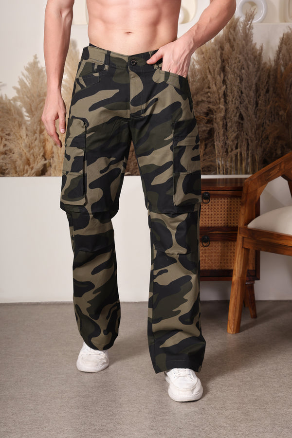 Woodland Army Cargo Pants-Olive green