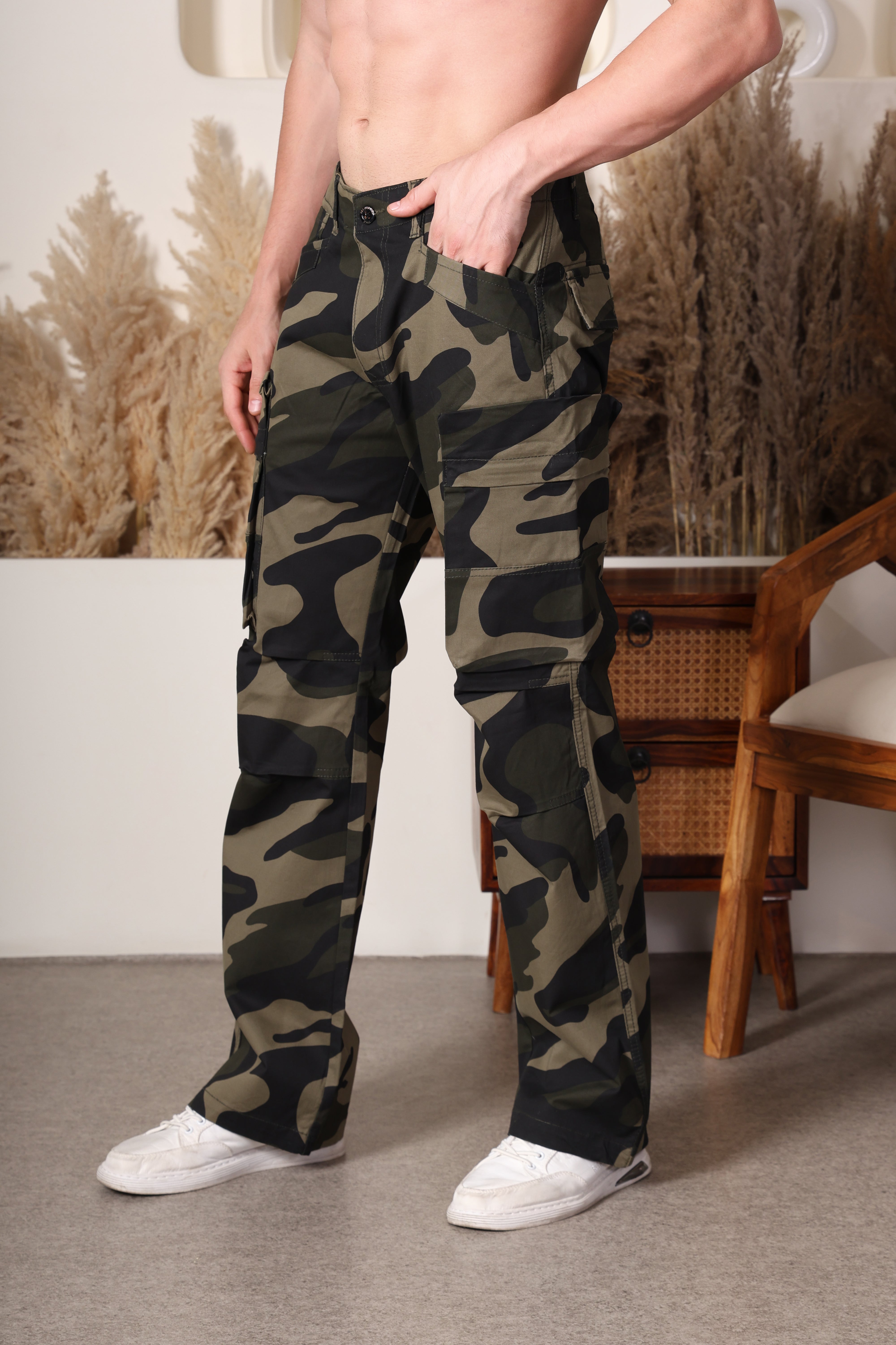 Woodland Army Cargo Pants-Olive green