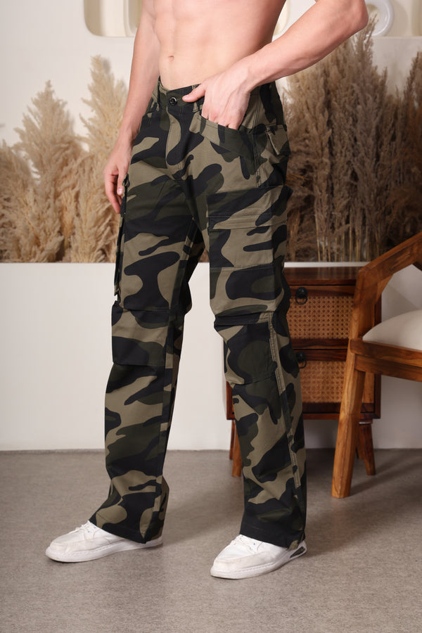 Woodland Army Cargo Pants-Olive green