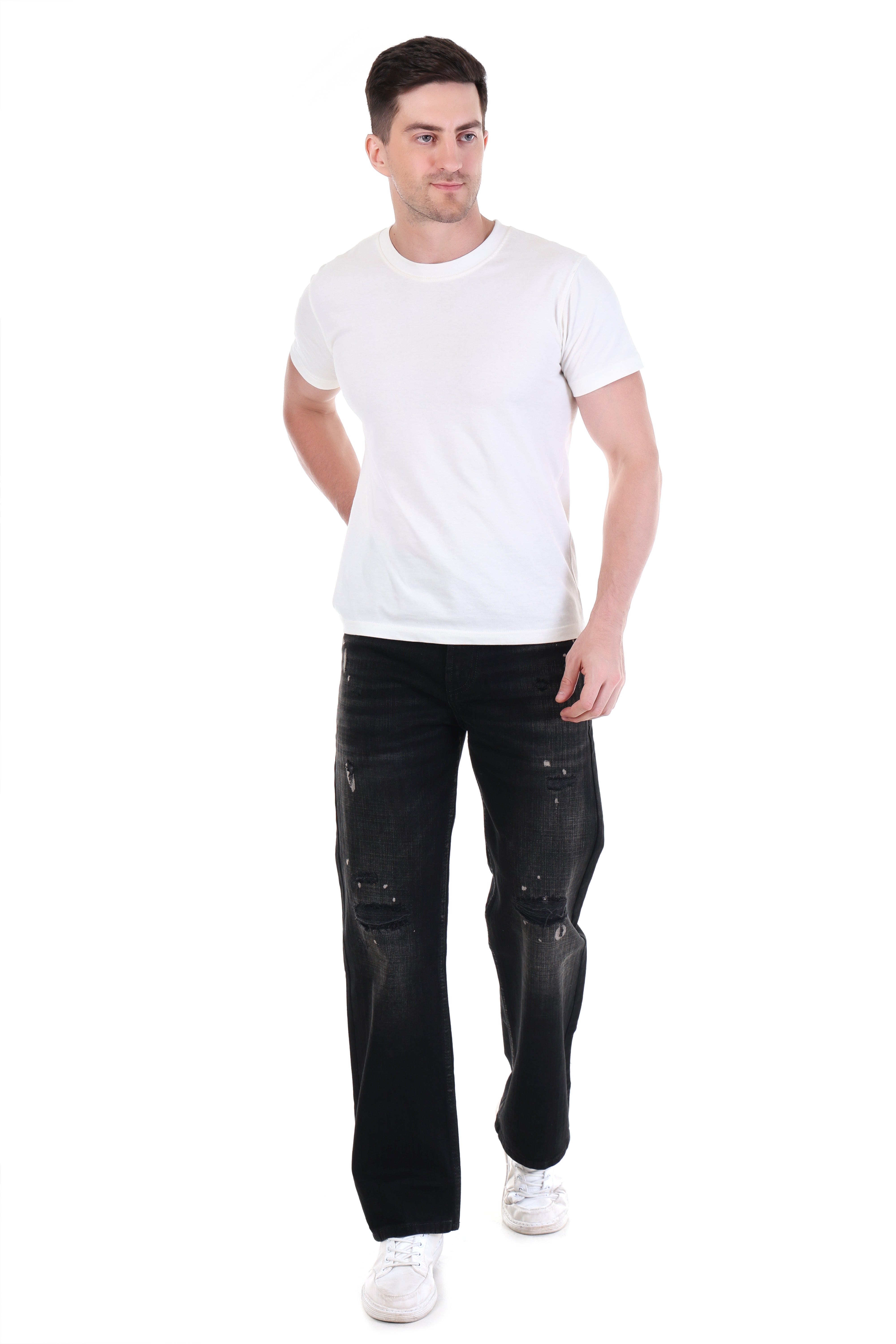 Midnight Grunge Distressed Straight-Fit Jeans