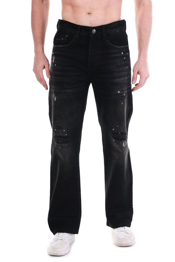 Midnight Grunge Distressed Straight-Fit Jeans