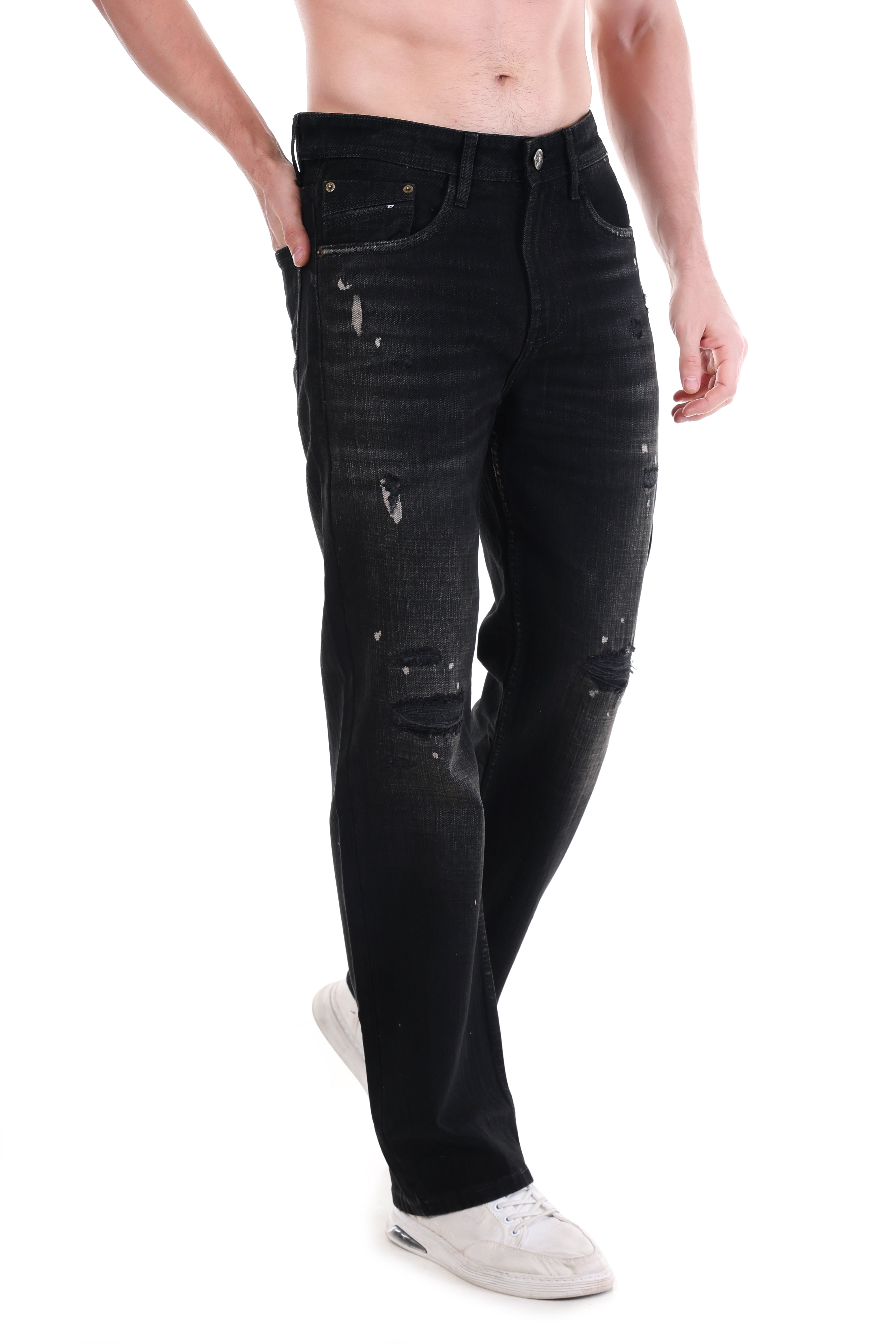 Midnight Grunge Distressed Straight-Fit Jeans