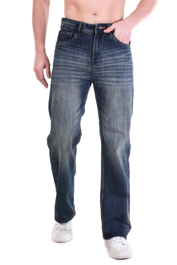 Deep Indigo Faded Wash Straight Fit Jeans
