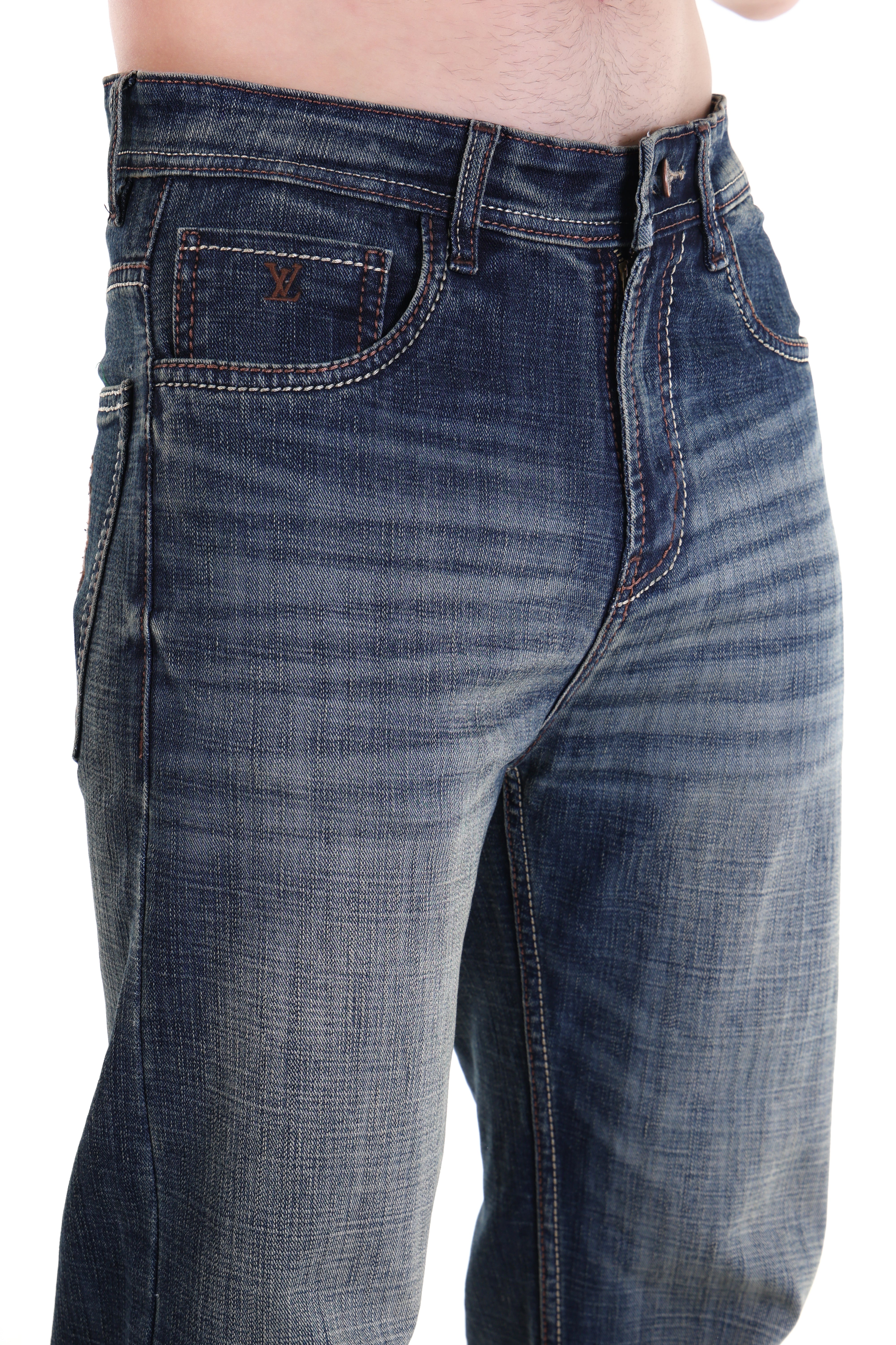 Deep Indigo Faded Wash Straight Fit Jeans